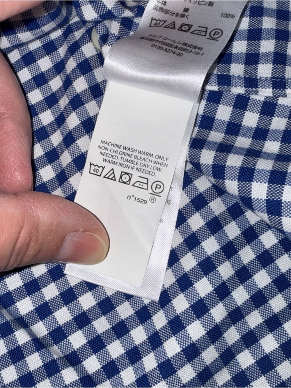 Ralph Lauren Blue and White Gingham Button-Down Shirt classic fit size medium - Picture 7 of 7